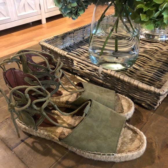 olive green flat sandals